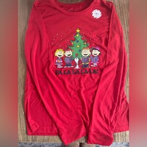 Women’s Peanuts Red Holiday Long Sleeve PJ Tee, Size M